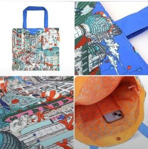 " Limited Edition" Illustrated Tote Bag (Multicolor 🧡💙)